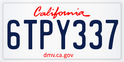 CA license plate 6TPY337