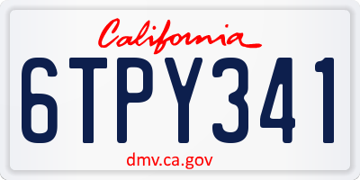 CA license plate 6TPY341