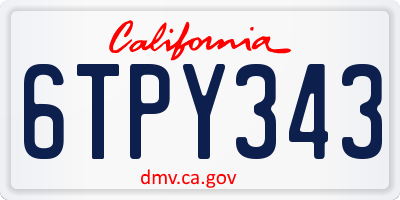 CA license plate 6TPY343