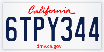 CA license plate 6TPY344