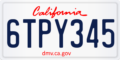 CA license plate 6TPY345