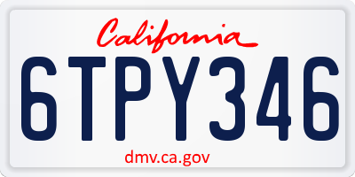 CA license plate 6TPY346
