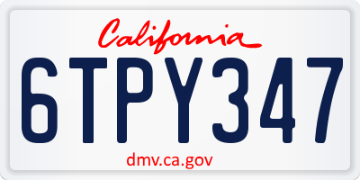 CA license plate 6TPY347