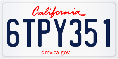 CA license plate 6TPY351