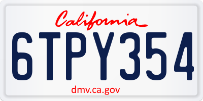 CA license plate 6TPY354