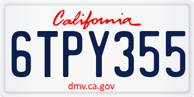 CA license plate 6TPY355