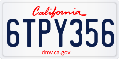 CA license plate 6TPY356
