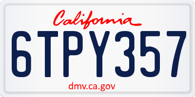 CA license plate 6TPY357