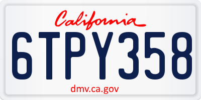 CA license plate 6TPY358