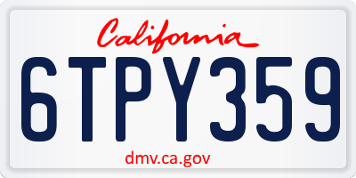 CA license plate 6TPY359