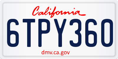 CA license plate 6TPY360