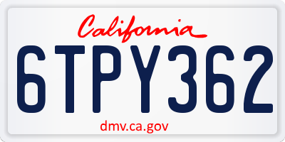 CA license plate 6TPY362