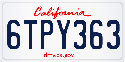 CA license plate 6TPY363