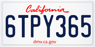CA license plate 6TPY365