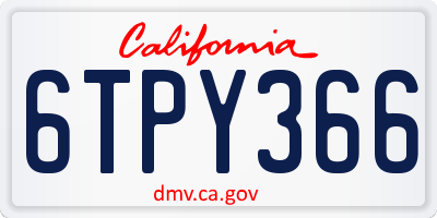 CA license plate 6TPY366