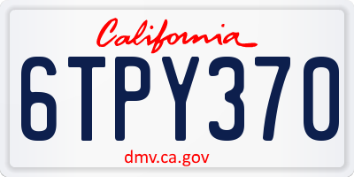 CA license plate 6TPY370