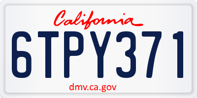 CA license plate 6TPY371