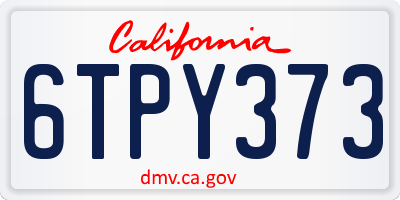 CA license plate 6TPY373