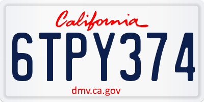 CA license plate 6TPY374