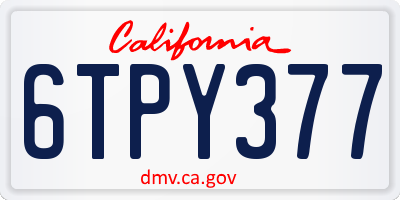 CA license plate 6TPY377