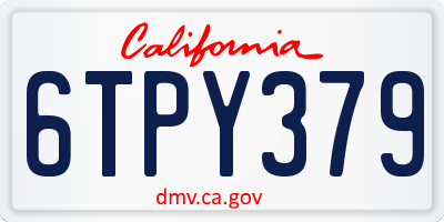 CA license plate 6TPY379
