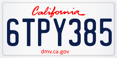 CA license plate 6TPY385