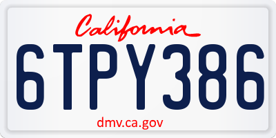 CA license plate 6TPY386