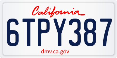 CA license plate 6TPY387