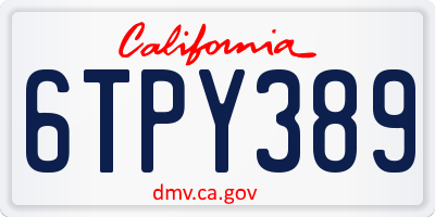 CA license plate 6TPY389