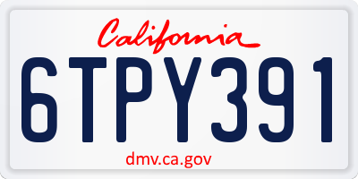 CA license plate 6TPY391