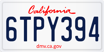 CA license plate 6TPY394