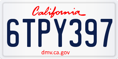 CA license plate 6TPY397