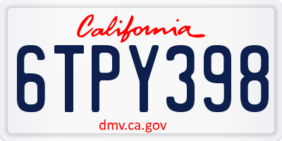 CA license plate 6TPY398