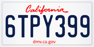 CA license plate 6TPY399