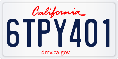 CA license plate 6TPY401