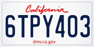 CA license plate 6TPY403