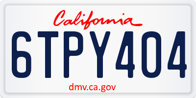 CA license plate 6TPY404