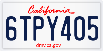 CA license plate 6TPY405