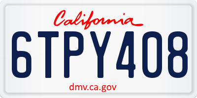 CA license plate 6TPY408