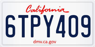 CA license plate 6TPY409