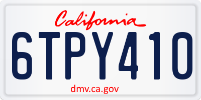 CA license plate 6TPY410