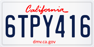 CA license plate 6TPY416