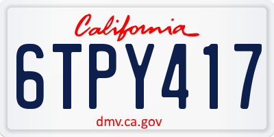 CA license plate 6TPY417