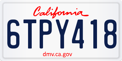 CA license plate 6TPY418