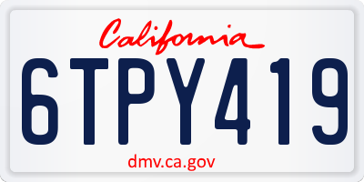 CA license plate 6TPY419