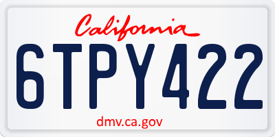 CA license plate 6TPY422