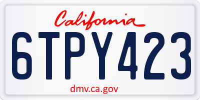 CA license plate 6TPY423