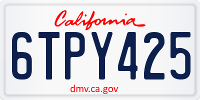 CA license plate 6TPY425