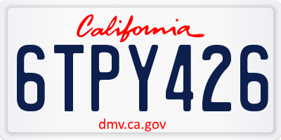 CA license plate 6TPY426