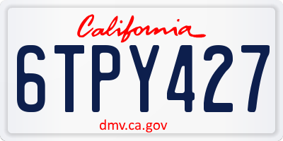 CA license plate 6TPY427